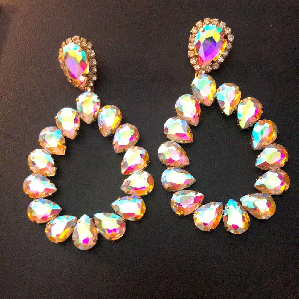 Gorgeous multi colored gold accented drop earrings